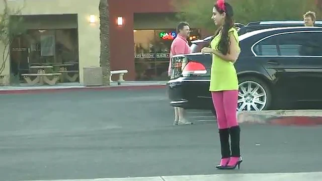 Sexy Outdoor Encounter Where a Cute Brunette Shows Off Her Tiny Tits