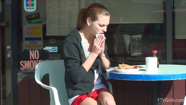 Slim Pervert Plays With Her Pussy During Breakfast Cravings