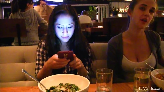 Sizzling Violet Teases With Cleavage Show Before Hot Cafe Action