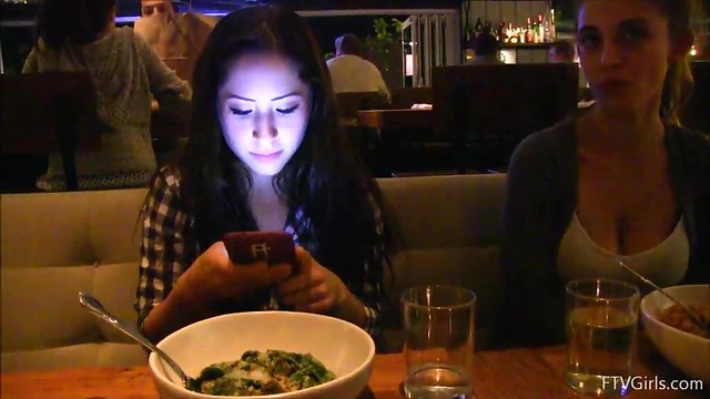 Sizzling Violet Teases With Cleavage Show Before Hot Cafe Action