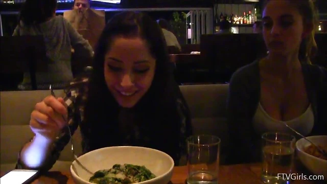 Sizzling Violet Teases With Cleavage Show Before Hot Cafe Action