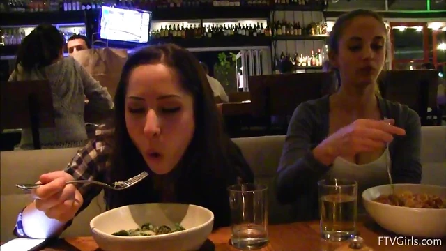 Sizzling Violet Teases With Cleavage Show Before Hot Cafe Action