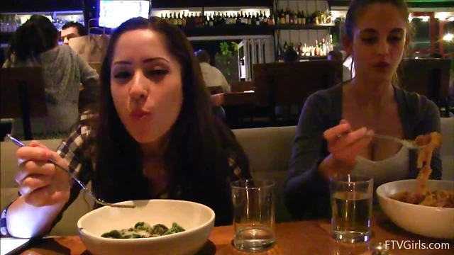 Sizzling Violet Teases With Cleavage Show Before Hot Cafe Action