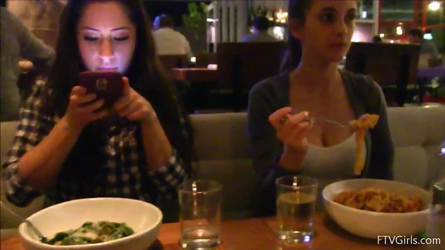 Sizzling Violet Teases With Cleavage Show Before Hot Cafe Action