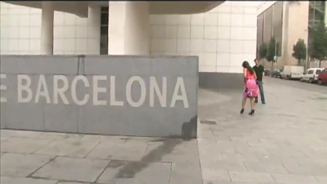 Cuffed Submissive Brunette Wanders in Shackles Arousing Curiosity All Day Long