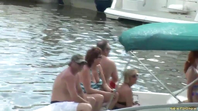 Amateur Flashers Party Wildly on Lake Boat in Hot Bikinis