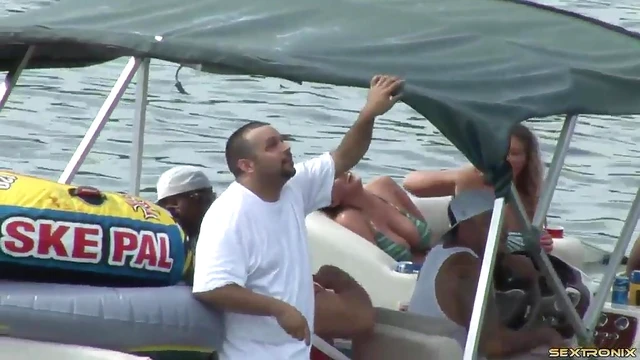 Amateur Flashers Party Wildly on Lake Boat in Hot Bikinis