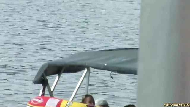Amateur Flashers Party Wildly on Lake Boat in Hot Bikinis