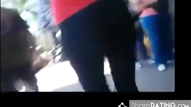 Tight Shorts Show Off Hot Camel Toes and Sexy Spandex Action