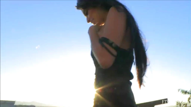 Sensual Busty Brunette Rubs Pussy In Car Before Walking Nude Outdoors