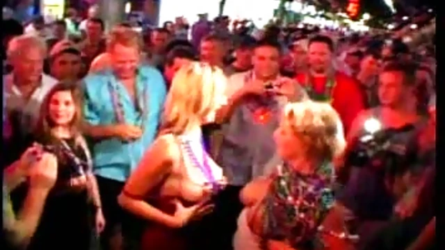 Excited Babes at Street Party Boldly Show Off Their Bodies for Fun Night Out