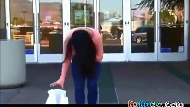 Adorable Brunette Flashes Her Perky Boobs Boldly in Public Space