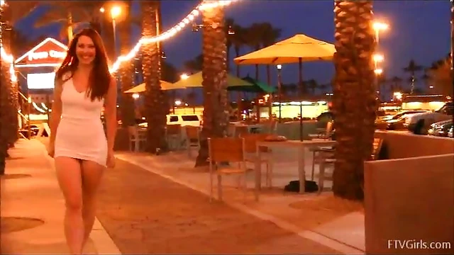 Melody Flashes Her Shaved Pussy Teasingly in Public