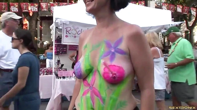 Sexy Topless Amateurs Flaunt Their Curves at Erotic Body Paint Party