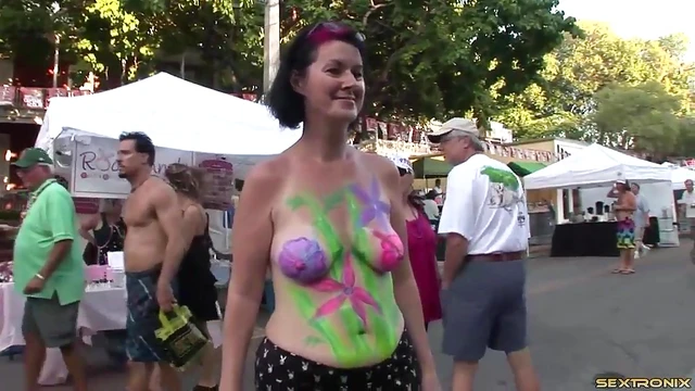 Sexy Topless Amateurs Flaunt Their Curves at Erotic Body Paint Party