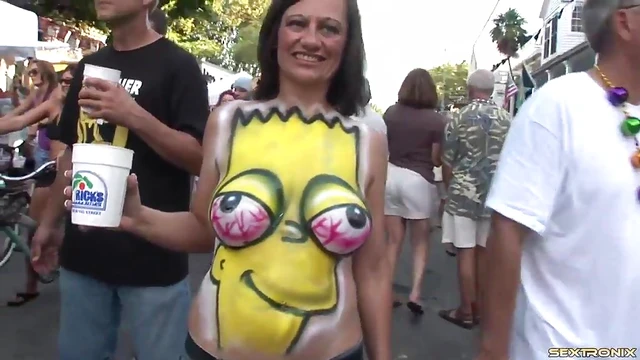 Sexy Topless Amateurs Flaunt Their Curves at Erotic Body Paint Party