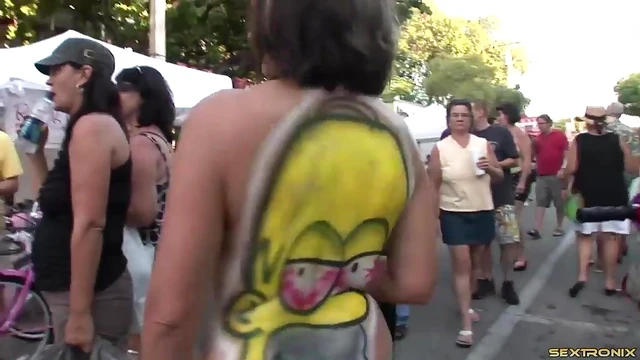 Sexy Topless Amateurs Flaunt Their Curves at Erotic Body Paint Party