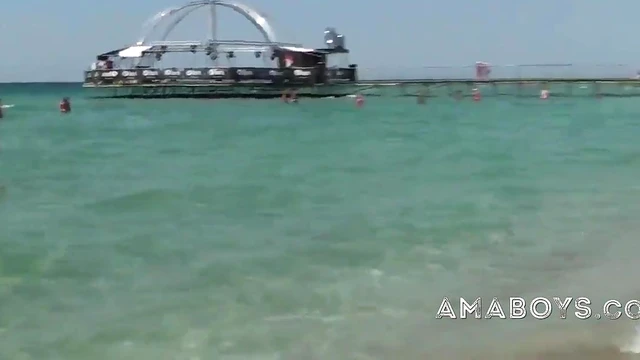 Young Girl Enjoys Beach Party With Sexy Guys In The Sunlight