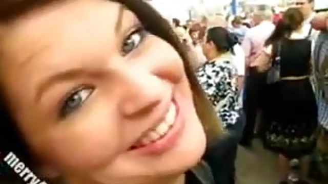 Cute Slut Gives Public Blowjob Amidst Crowd Heat