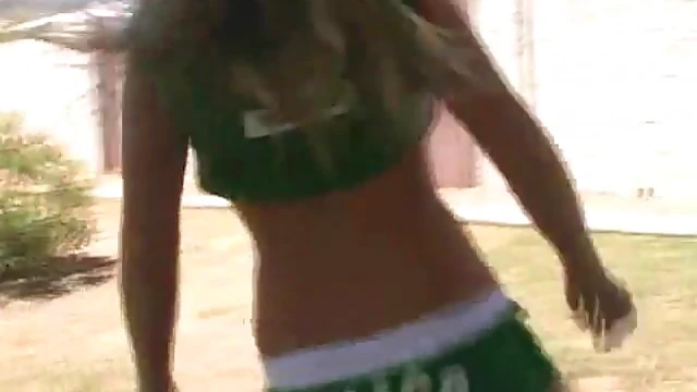 Sexy Soccer Babe Alison Angel Teases Outdoors Before Hot Action Begins