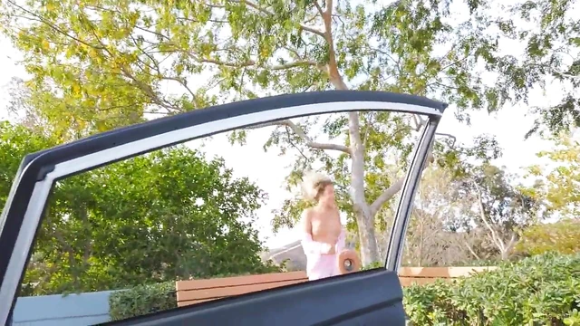 Sultry Blonde Athena Teases Slowly Before Hot Car Sex Encounter