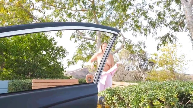 Sultry Blonde Athena Teases Slowly Before Hot Car Sex Encounter