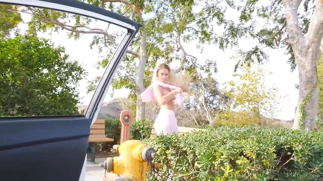 Sultry Blonde Athena Teases Slowly Before Hot Car Sex Encounter