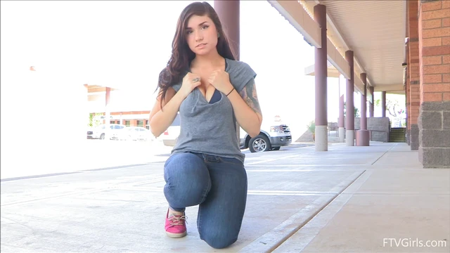 Seductive Lyanna Displays & Teases Her Plump Boobs at Car Parking Lot