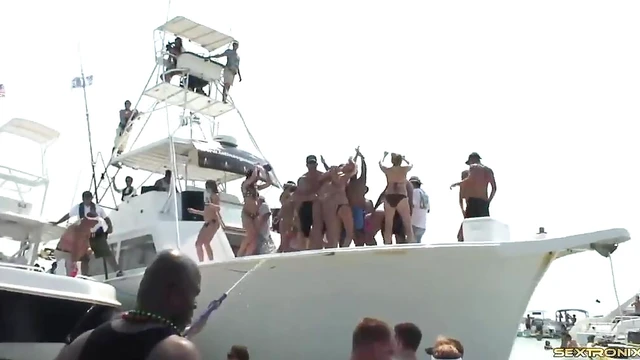 Sexy Girls Flashing & Dancing Hotly on Boat Deck Party Fun
