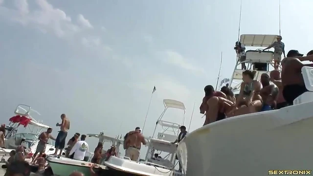 Sexy Girls Flashing & Dancing Hotly on Boat Deck Party Fun