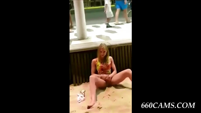 Bold Blonde Explodes with Pleasure During Public Beach Masturbation