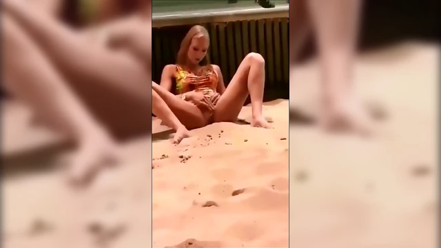 Bold Blonde Explodes with Pleasure During Public Beach Masturbation