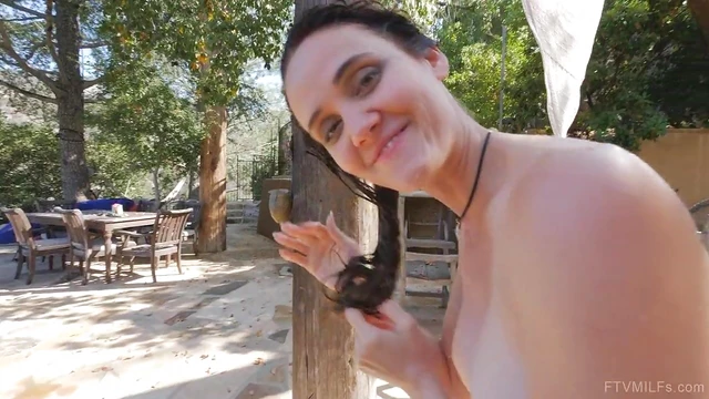 Sexy MILF Ava Shows Off Publicly By The Poolside Masturbation Feast