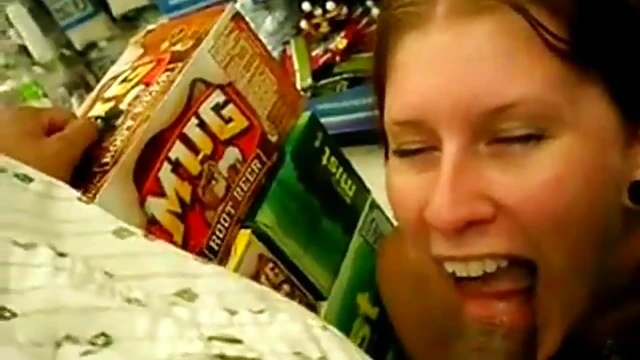 Sizzling Blowjob Action Unfolds Discreetly at Busy Supermarket Aisle