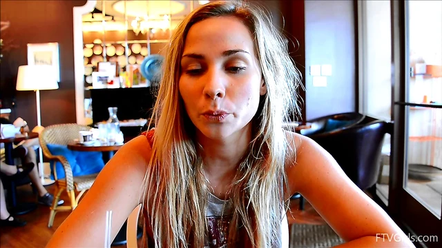 Blonde Slut Shows Her Perfect Natural Boobs While Teasing Camera Seductively