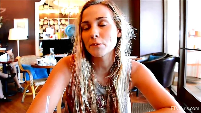 Blonde Slut Shows Her Perfect Natural Boobs While Teasing Camera Seductively