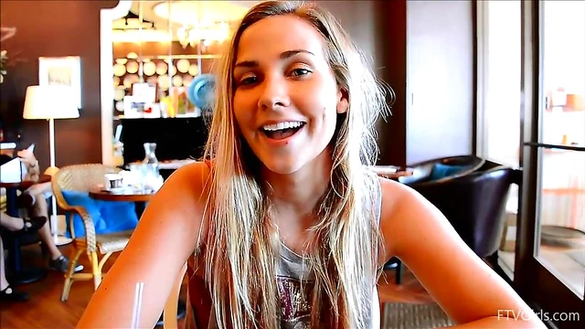 Blonde Slut Shows Her Perfect Natural Boobs While Teasing Camera Seductively