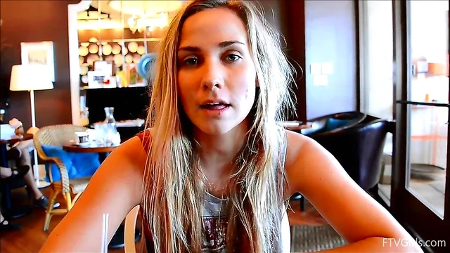 Blonde Slut Shows Her Perfect Natural Boobs While Teasing Camera Seductively