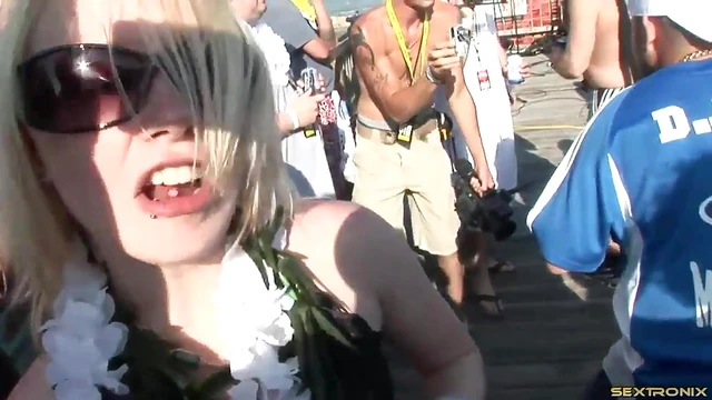 Seductive Bikini Babes Teasing Their Tits While Finger-Fucking Publicly