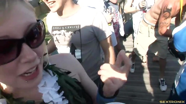 Seductive Bikini Babes Teasing Their Tits While Finger-Fucking Publicly