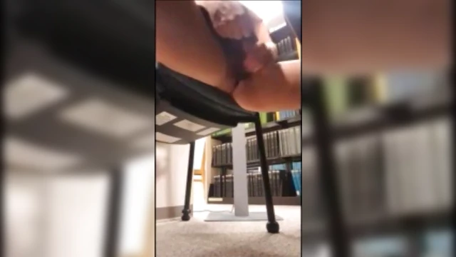 College Coed Uses Dildo Quietly in Library Corner For Self-Pleasure