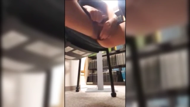 College Coed Uses Dildo Quietly in Library Corner For Self-Pleasure