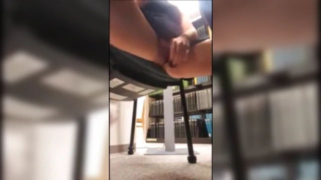 College Coed Uses Dildo Quietly in Library Corner For Self-Pleasure
