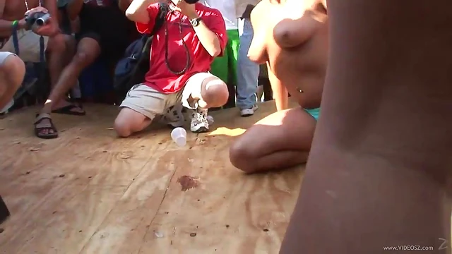 Naughty Amateur Chicks Flash Their Tits Publicly at Wild Reality Party