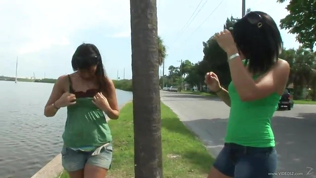 Sultry Teens in Skinny Jeans Show Off Curves and Tease in Public