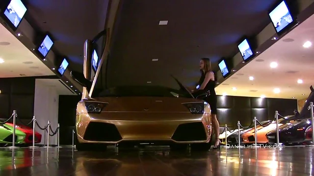 Sizzling Danielle Tempts in Lamborghini Saloon's Sultry Ambiance