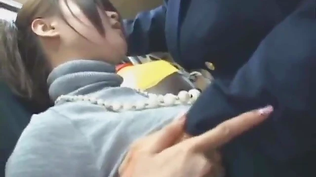 Sizzling Upskirt Peek at Busty Japanese Babe in Busy Bustling Bus