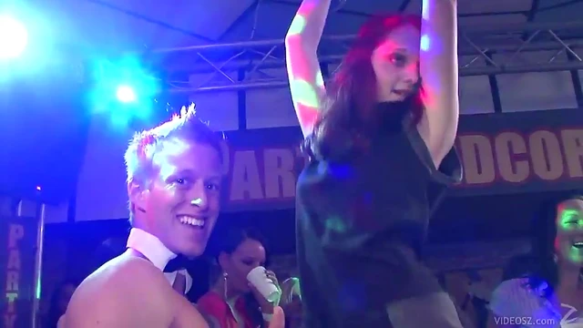 Natural Tits Models Get Drunk & Fucked at Bra Party in Club