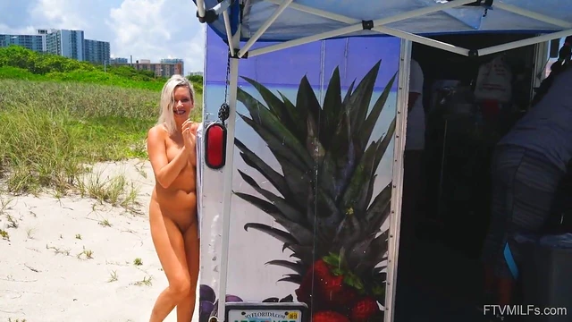 Kacey Shows Off Her Curves While Peeing Outdoors on Sandy Beach