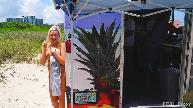 Kacey Shows Off Her Curves While Peeing Outdoors on Sandy Beach